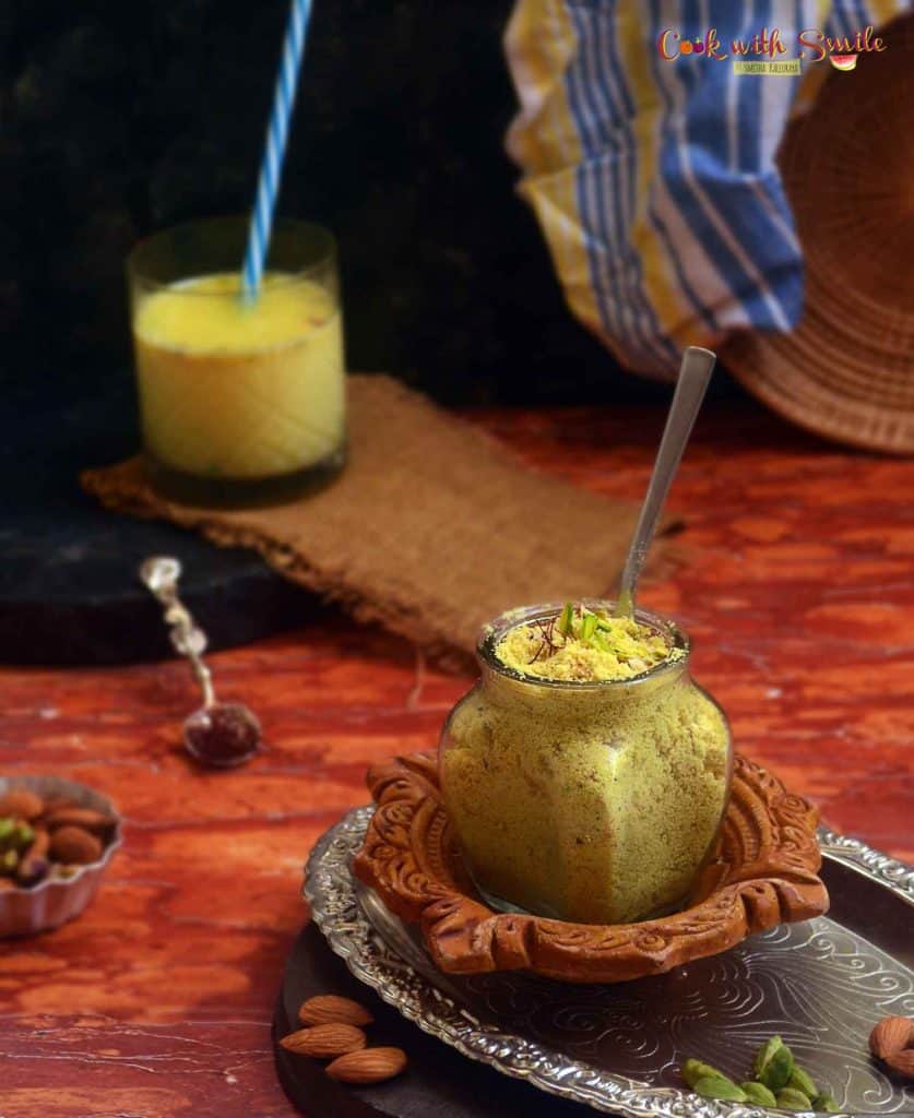 Homemade Badam Milk Powder Recipe with step by step photos is a simple and healthy drink mix made with almond powder and milk powder.
