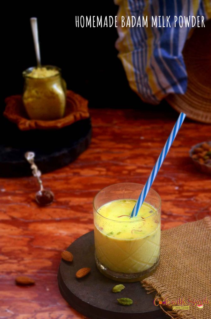 Homemade Badam Milk Powder Recipe with step by step photos is a simple and healthy drink mix made with almond powder and milk powder.